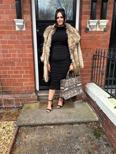 Customer photo review of High Waisted Maxi Ruched 'Evie' Skirt