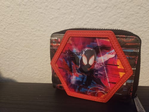 Customer photo review of Loungefly Marvel Across the Spiderverse Lenticular Zip-Around Wallet