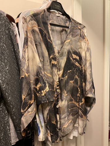 Customer photo review of Meo Silk Button Shirt (Black)