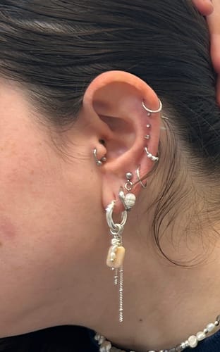 Customer photo review of עגילי מרמייד אופל ופנינה | 5 ב-1