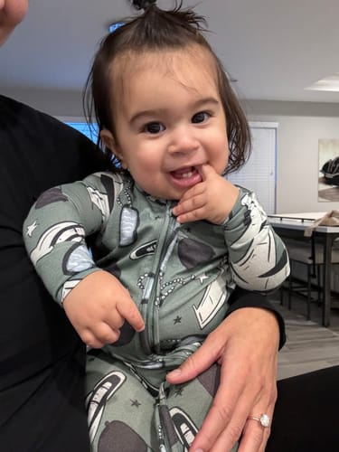 Customer photo review of Airman Footie Zippered One Piece