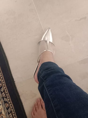 Customer photo review of MESH POINTED-TOE MULES (Golden)
