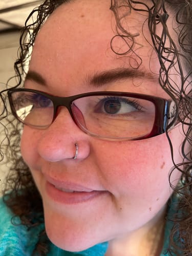 Customer photo review of Titanium Micro Gem Hinged Nose Hoop