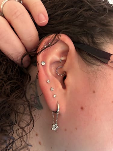 Customer photo review of Titanium Front Facing Gems Hinged Ring