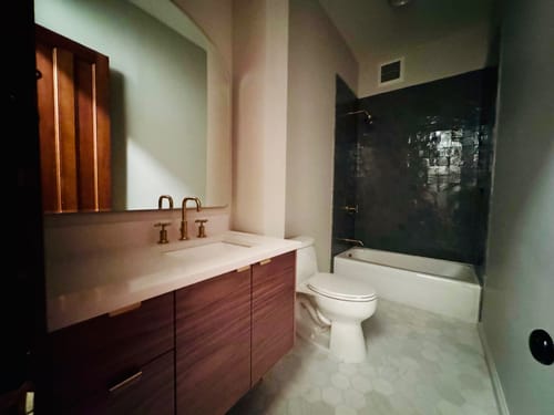 Customer photo review of Austin 36" Wall Mount American Black Walnut Bathroom Vanity, Right Sink