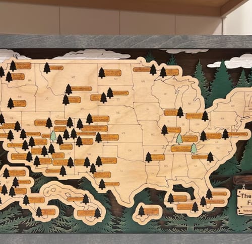 Customer photo review of US 3D Wooden National Parks Travel Map With Trees To Record Park Visits (1 Design)