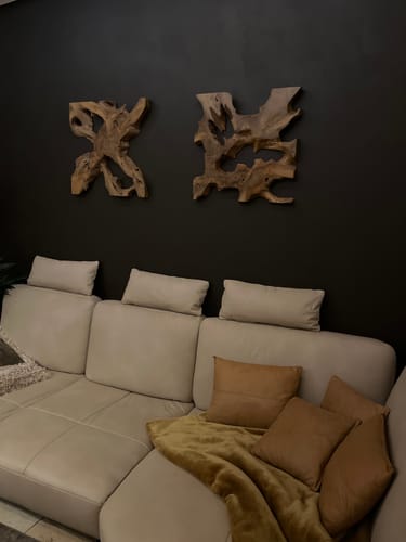 Customer photo review of Wandbild NAGA 60cm x 60cm aus Teak Holz