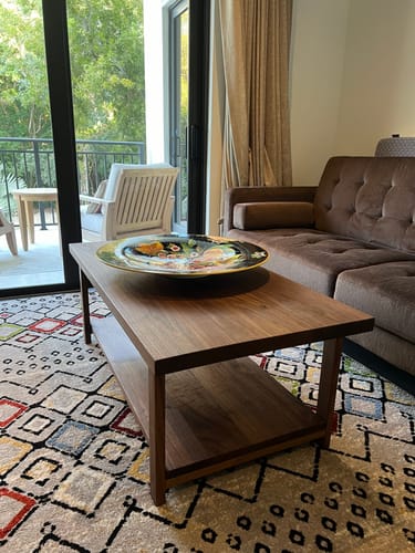 Customer photo review of Modern Solid Wood Coffee Table with Lower Shelf