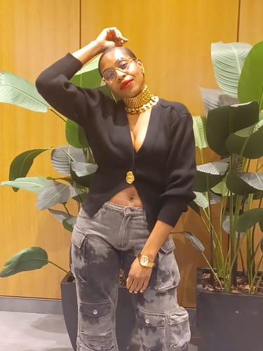 Customer photo review of V-Neck Knitted Cardigan