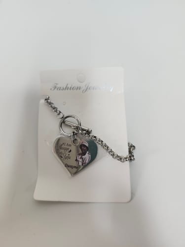 Customer photo review of Personalized Engraved Heart Bracelet I'm Always With You - Memorial Gift For Family, Friend