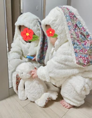 Customer photo review of Bunny Rabbit Plush Romper Jumpsuit