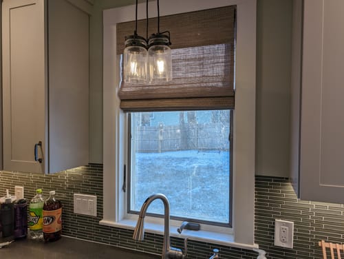 Customer photo review of SmartWings Motorized Woven Wood Shades 70% Blackout Privacy Orithyia