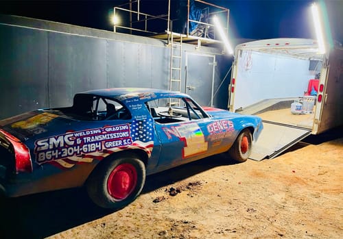 Customer photo review of Racing Trailer Pit Light – Dual 5 Foot Pole 20,000 Lumens