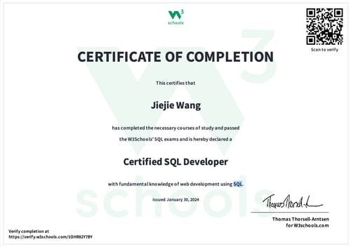 Customer photo review of SQL Certification Exam