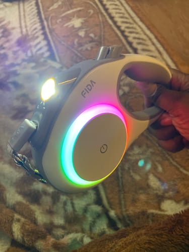 Customer photo review of FIDA Retractable LED Lighted Dog Leash