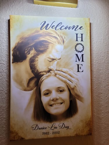 Customer photo review of Custom Canvas Prints, God Sympathy Gifts, Jesus Memorial Gift, Remembrance Gifts, Bereavement Gift, Welcome Home Jesus Canvas