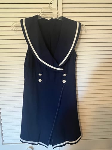 Customer photo review of Navy Blue 1950s Sailor Collar Romper