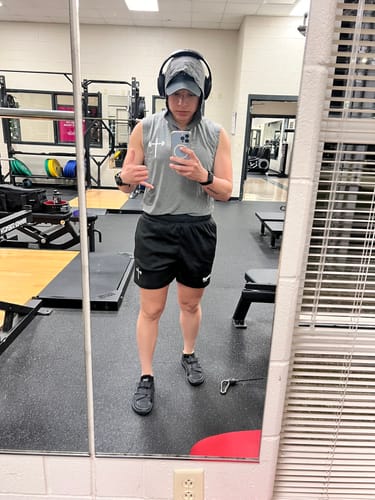 Customer photo review of Sleeveless Hoodie - Red