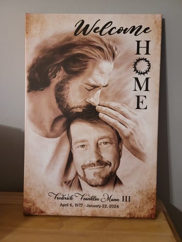 Customer photo review of Custom Canvas Prints, God Sympathy Gifts, Jesus Memorial Gift, Remembrance Gifts, Bereavement Gift, Welcome Home Jesus Canvas