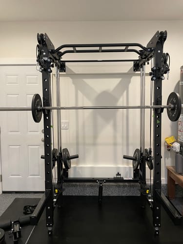 Customer photo review of Major Fitness F35 All-In-One Home Gym Wall-Mount Folding Power Rack