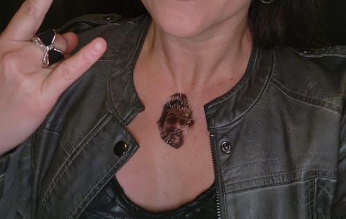 Customer photo review of Custom Photo Face Temporary Tattoo
