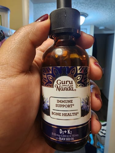 Customer photo review of Gurunanda Cold Pressed Black Seed Oil with Vitamin D3, K2, & E