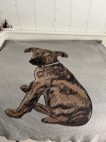 Customer photo review of Plain Dog - Custom Knitted Blanket