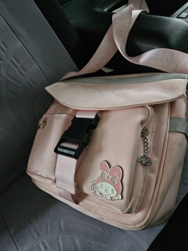 Customer photo review of Kuromi Badge Hearts Embroidery Flap Crossbody Bag