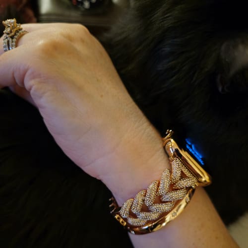 Customer photo review of Crystal Pavé Herringbone Band for the Apple Watch