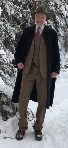 Customer photo review of Light Brown Herringbone Tweed 3 Piece Suit