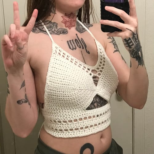Customer photo review of River Dahlia Top Crochet Pattern