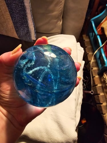 Customer photo review of Dichroic Explosion Orb with Cremation Ash