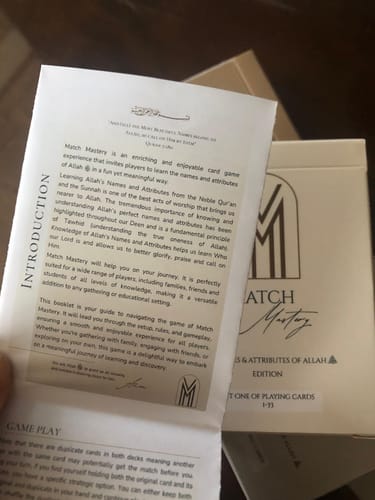 Customer photo review of Islamic Card Game - Learn The 99 Names of Allah, Family Educational Fun: Set 1