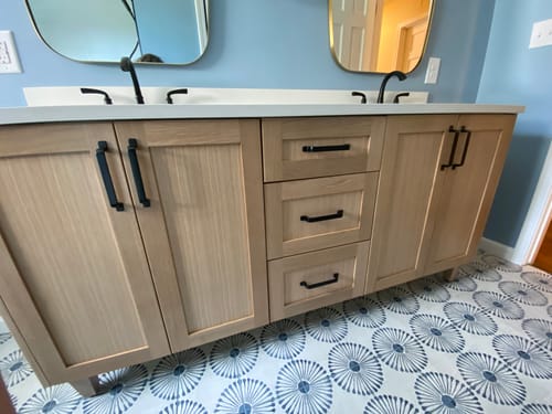 Customer photo review of Bridgeport SLIM 72" White Oak Bathroom Vanity, Double Sink