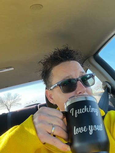 Customer photo review of Choose Your Text | Handled Travel Tumbler