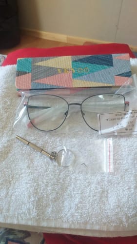 Customer photo review of Vicky Womens Full Rim Cat Eye Round Alloy Reading Glasses 3060