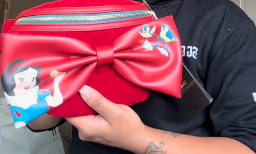 Customer photo review of Loungefly Disney Snow White Classic Bow Velvet Belt Bag - Preorder