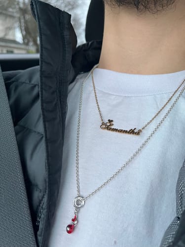 Customer photo review of Amor Name Necklace