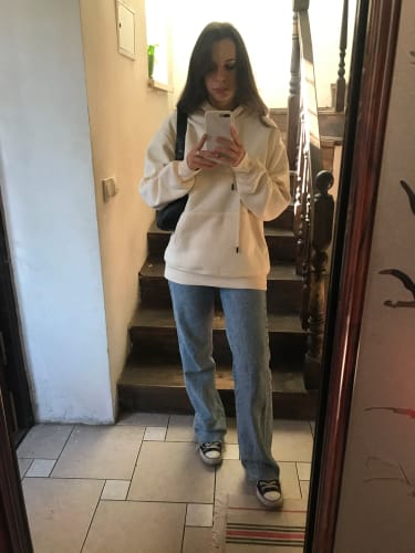 Customer photo review of INFLATION Blank Hoodies and Sweatpants Unisex Tracksuit in Apricot