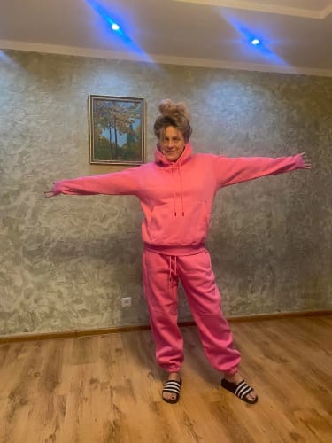Customer photo review of INFLATION Winter Thick Warm Fleece Hoodie Tracksuit Set
