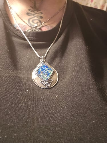 Customer photo review of Textured Pear Pendant