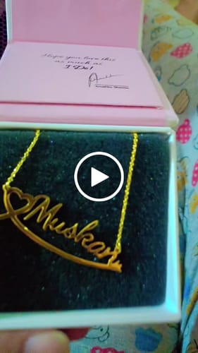 Customer video review of Golden Personalised Name Heart Necklace