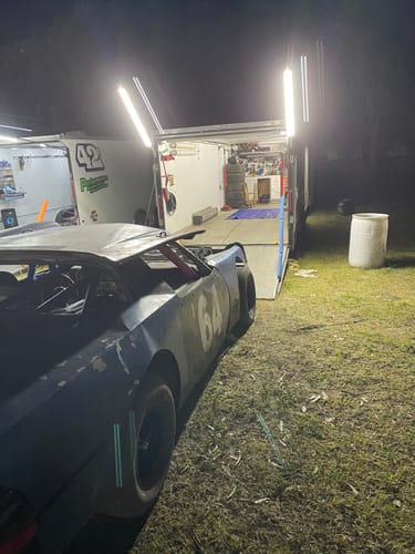 Customer photo review of Racing Trailer Pit Light – Dual 5 Foot Pole 20,000 Lumens