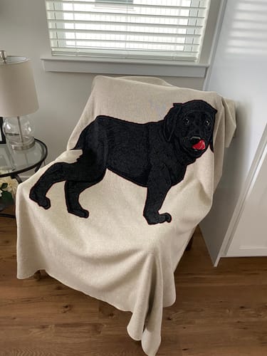 Customer photo review of Plain Dog - Custom Knitted Blanket