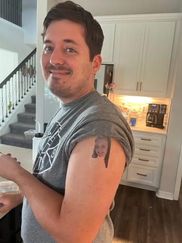 Customer photo review of Custom Photo Face Temporary Tattoo
