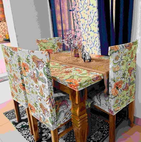 Customer photo review of Tropical Flower Elastic Table Chair Covers