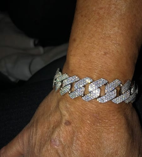 Customer photo review of Cuban Silver Moissanite Diamond Iced Out Bracelet