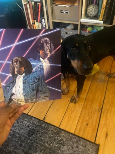 Customer photo review of '1980s Lazer Portrait (Female)' Personalized Pet Poster