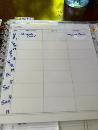 Customer photo review of LDL MINI Pop-In-Panel, Meal Planner