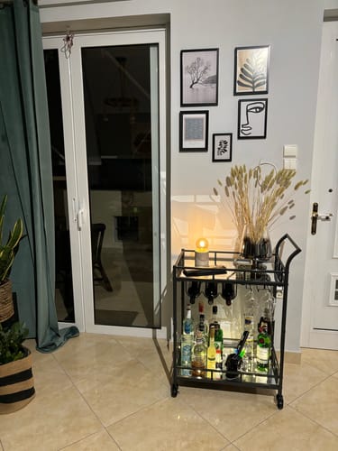 Customer photo review of Καρότσι Μπαρ Τρόλεϊ Κάβα Τραπεζαρίας με Καθρέφτη Βοηθητικό Τραπεζάκι Κουζίνας Χρυσό-Μαύρο LRC092A62